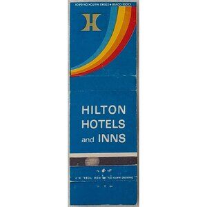 Vintage Matchbook Cover Hilton Hotels & Inns Blue with Rainbow